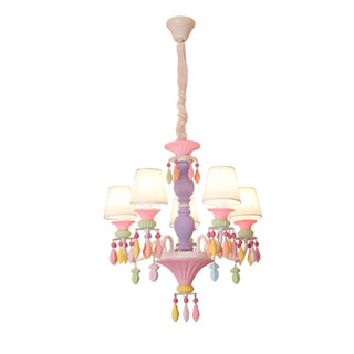 ZOWALA - Multi-Color Resin Cylinder Fabric Kids Room Chandelier Image - 8