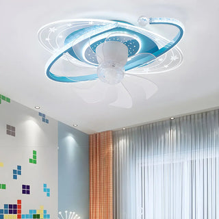 Kids Room Exquisite Oval Galaxy Ceiling Fan with Light Zawala Image - 1