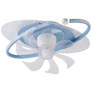 Kids Room Exquisite Oval Galaxy Ceiling Fan with Light Zawala Image - 11