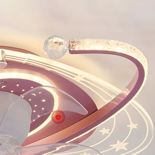 Kids Room Exquisite Oval Galaxy Ceiling Fan with Light Zawala Image - 13
