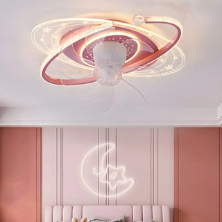 Kids Room Exquisite Oval Galaxy Ceiling Fan with Light Zawala Image - 2