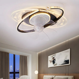 Kids Room Exquisite Oval Galaxy Ceiling Fan with Light Zawala Image - 3