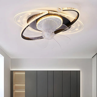Kids Room Exquisite Oval Galaxy Ceiling Fan with Light Zawala Image - 4