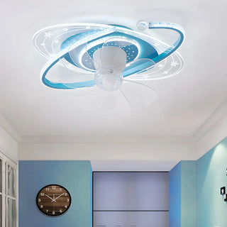 Kids Room Exquisite Oval Galaxy Ceiling Fan with Light Zawala Image - 5