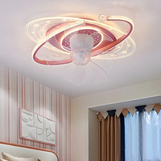Kids Room Exquisite Oval Galaxy Ceiling Fan with Light Zawala Image - 6