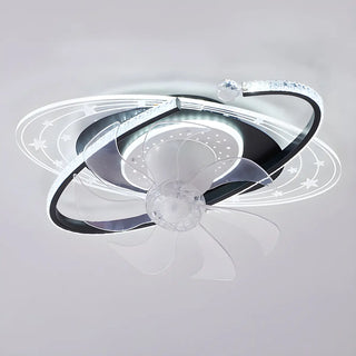Kids Room Exquisite Oval Galaxy Ceiling Fan with Light Zawala Image - 7