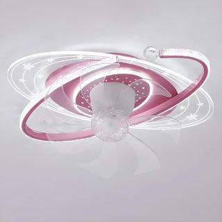Kids Room Exquisite Oval Galaxy Ceiling Fan with Light Zawala Image - 8