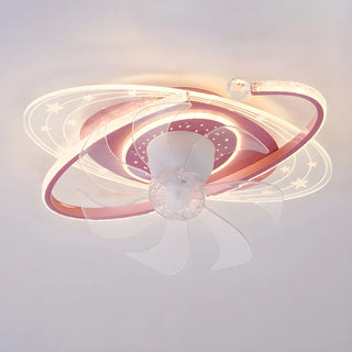 Kids Room Exquisite Oval Galaxy Ceiling Fan with Light Zawala Image - 9