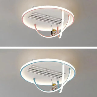 KIds Room Airplane Remote Dimming Flush Mount Fan Light Zawala Image - 10
