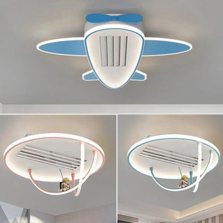 KIds Room Airplane Remote Dimming Flush Mount Fan Light Zawala Image - 11