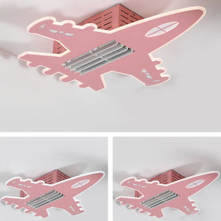 KIds Room Airplane Remote Dimming Flush Mount Fan Light Zawala Image - 12