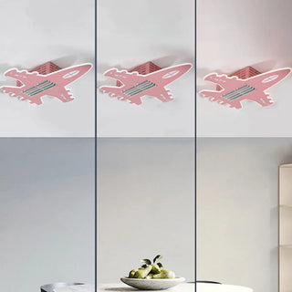 KIds Room Airplane Remote Dimming Flush Mount Fan Light Zawala Image - 13