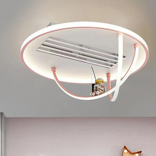 KIds Room Airplane Remote Dimming Flush Mount Fan Light Zawala Image - 19
