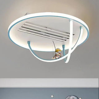 KIds Room Airplane Remote Dimming Flush Mount Fan Light Zawala Image - 20