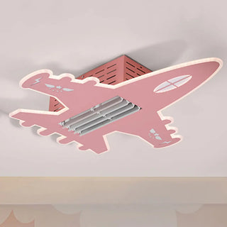 KIds Room Airplane Remote Dimming Flush Mount Fan Light Zawala Image - 24