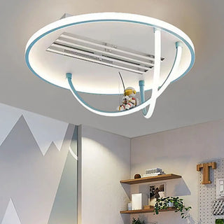 KIds Room Airplane Remote Dimming Flush Mount Fan Light Zawala Image - 4