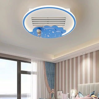 KIds Room Airplane Remote Dimming Flush Mount Fan Light Zawala Image - 5
