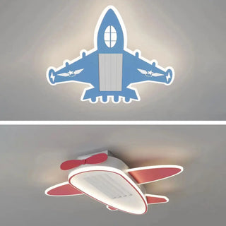 KIds Room Airplane Remote Dimming Flush Mount Fan Light Zawala Image - 9