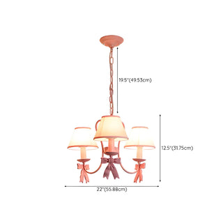 ZOWALA - Pink Bowknot Metal Fabric Shade Kids Room Chandelier #size