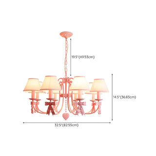 ZOWALA - Pink Bowknot Metal Fabric Shade Kids Room Chandelier Image - 21