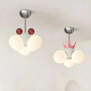 ZOWALA - Pink Crown Metal 3-Light Mini Kids Room Chandelier Image - 3