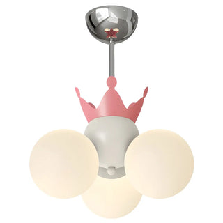 ZOWALA - Pink Crown Metal 3-Light Mini Kids Room Chandelier Image - 5