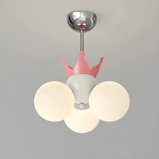 ZOWALA - Pink Crown Metal 3-Light Mini Kids Room Chandelier Image - 6