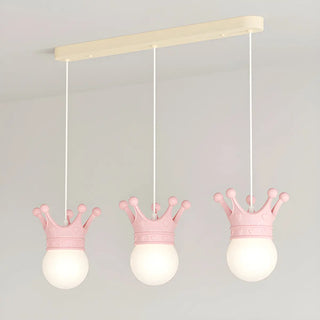 Modern Crown Resin Pendant Light for Bedroom Pink Mini Zawala Image - 10