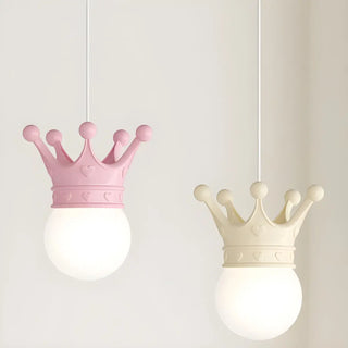 Modern Crown Resin Pendant Light for Bedroom Pink Mini Zawala Image - 14