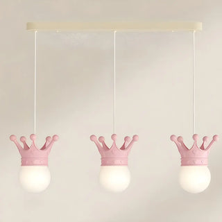 Modern Crown Resin Pendant Light for Bedroom Pink Mini Zawala Image - 15