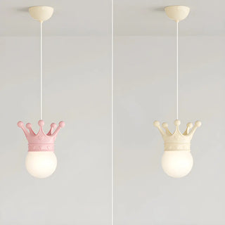Modern Crown Resin Pendant Light for Bedroom Pink Mini Zawala Image - 16