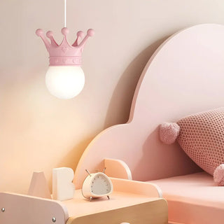 Modern Crown Resin Pendant Light for Bedroom Pink Mini Zawala Image - 4