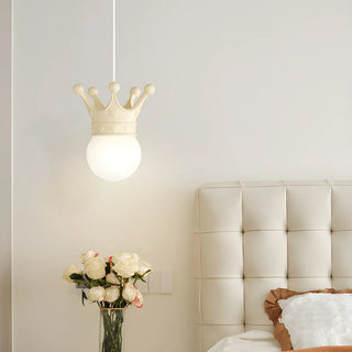 Modern Crown Resin Pendant Light for Bedroom Pink Mini Zawala Image - 5
