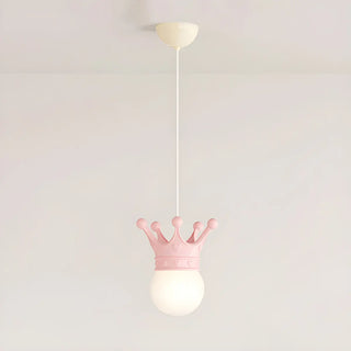 Modern Crown Resin Pendant Light for Bedroom Pink Mini Zawala Image - 6