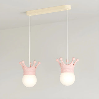 Modern Crown Resin Pendant Light for Bedroom Pink Mini Zawala Image - 8