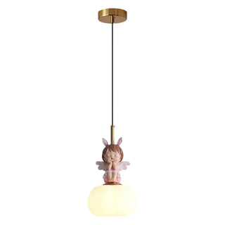 ZOWALA - Elegant Kids Room Pink Resin Cute Angel Pendant Light Image - 10