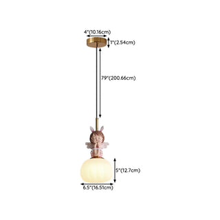 ZOWALA - Elegant Kids Room Pink Resin Cute Angel Pendant Light #size