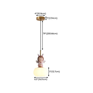 ZOWALA - Elegant Kids Room Pink Resin Cute Angel Pendant Light Image - 12
