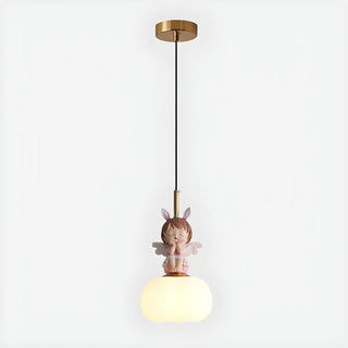 ZOWALA - Elegant Kids Room Pink Resin Cute Angel Pendant Light Image - 3