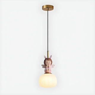 ZOWALA - Elegant Kids Room Pink Resin Cute Angel Pendant Light Image - 4