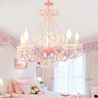 ZOWALA - Candelabra Pink Metal Crystal Kids Room Chandelier Image - 2