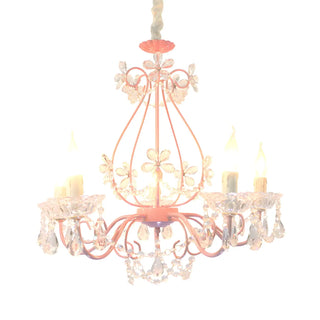 ZOWALA - Candelabra Pink Metal Crystal Kids Room Chandelier Image - 4