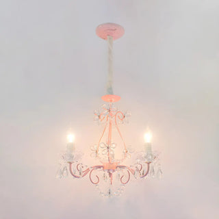 ZOWALA - Candelabra Pink Metal Crystal Kids Room Chandelier Image - 5