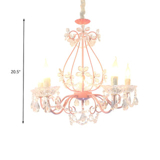 ZOWALA - Candelabra Pink Metal Crystal Kids Room Chandelier #size