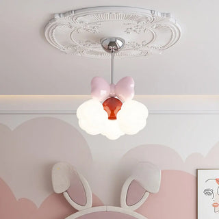 ZOWALA - Bowknot Resin Kids Room Pink Red Small LED Chandelier Image - 1
