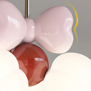 ZOWALA - Bowknot Resin Kids Room Pink Red Small LED Chandelier Image - 12