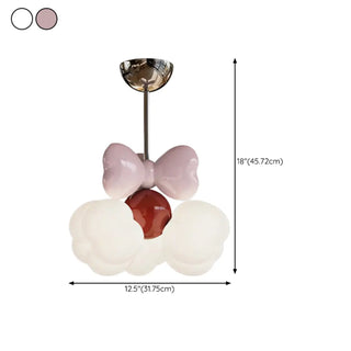 ZOWALA - Bowknot Resin Kids Room Pink Red Small LED Chandelier #size