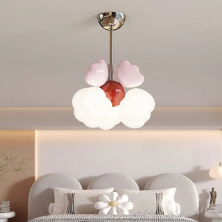 ZOWALA - Bowknot Resin Kids Room Pink Red Small LED Chandelier Image - 3