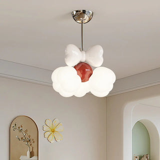 ZOWALA - Bowknot Resin Kids Room Pink Red Small LED Chandelier Image - 4