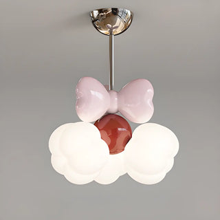 ZOWALA - Bowknot Resin Kids Room Pink Red Small LED Chandelier Image - 7
